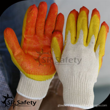 SRSAFETY guante de poliéster natural de punto calibre 10 guantes de látex naranja